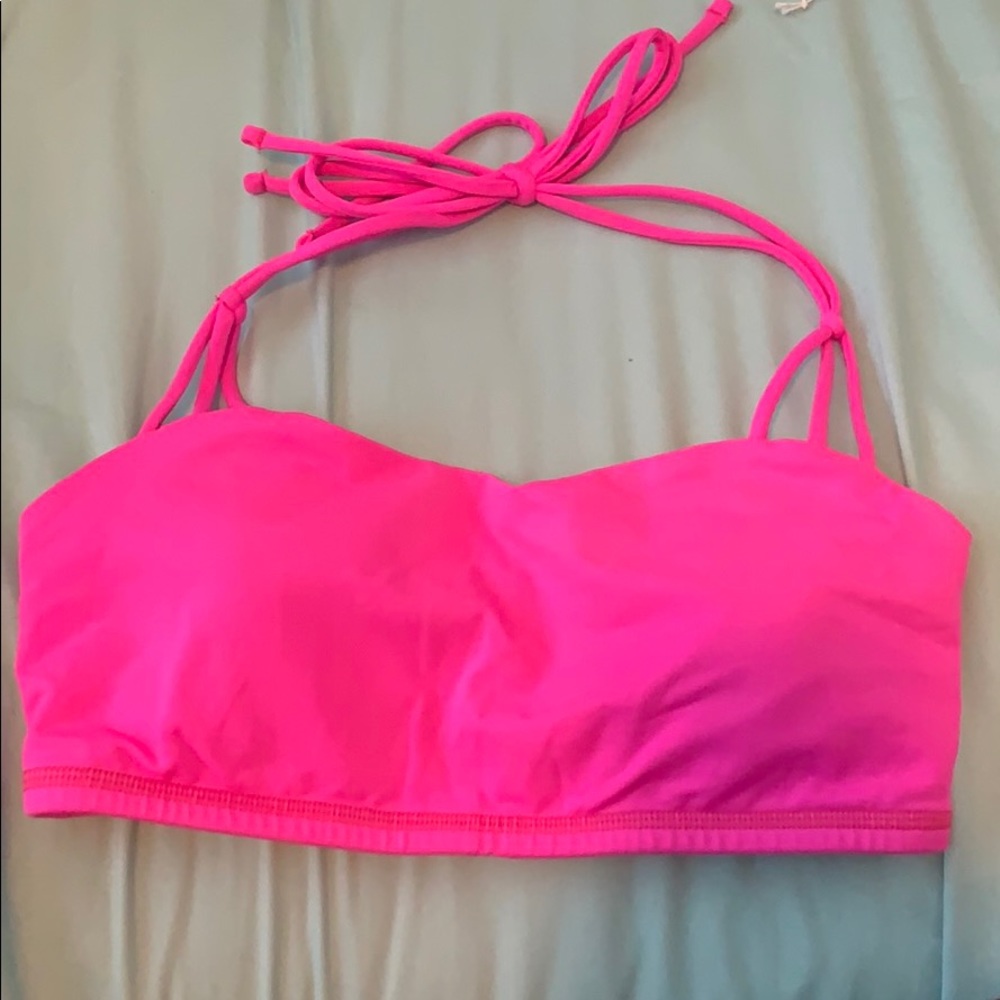 lululemon hot pink tie sports bra sz 6